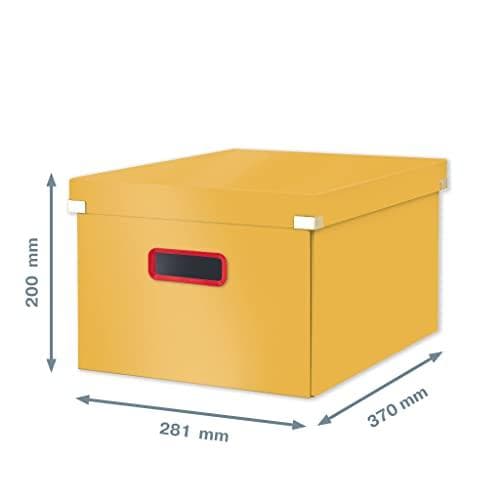 Leitz Click & Store Storage Box Medium, Taitettava A4-arkistolaatikko kannella, Tukeva Premium-pahvisäiliö asiakirjojen arkistointia varten, Koti/toim
