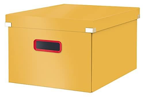 Leitz Click & Store-opbevaringsboks Medium, foldbar A4-arkivboks med låg, robust premium papbeholder til arkivering af dokumenter, hjemme/kontor, hygg