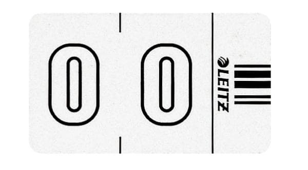 Leitz Orgacolor 66001000 numerokylttikortti "0" 500 kpl valkoinen pakkaus