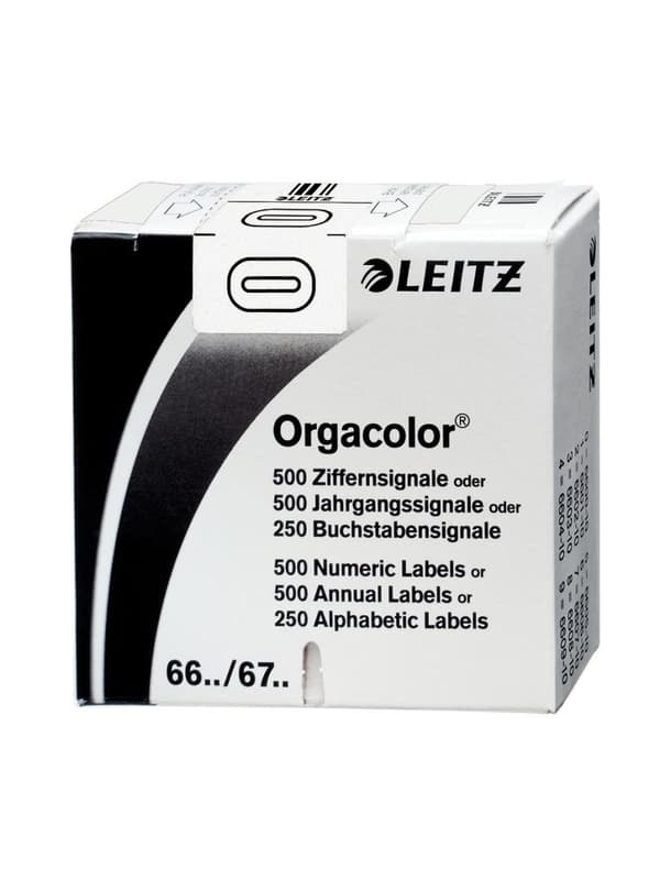 Leitz Orgacolor 66001000 numerokylttikortti "0" 500 kpl valkoinen pakkaus