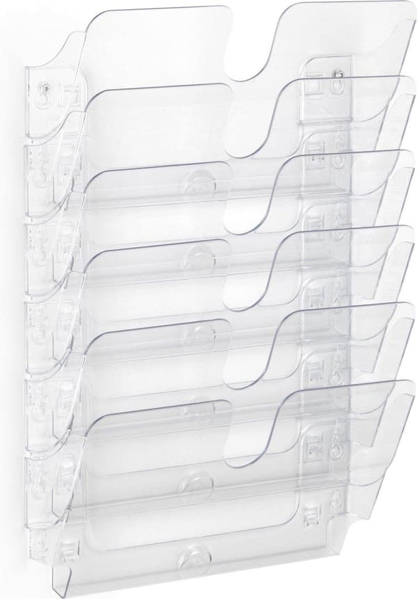 Holdbar Flexiplus-mappeholder - 52 x 34 x 10 cm - Gennemsigtig - 6 vandrette A4-rum