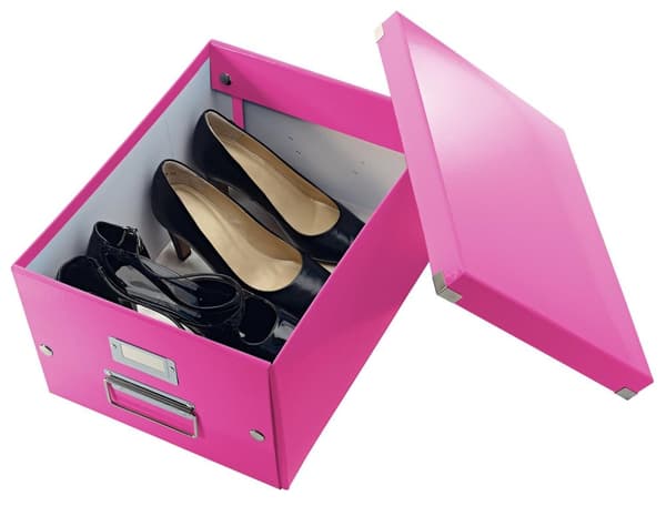 Leitz WOW Click & Store Medium papopbevaringsboks med låg til A4-formater - 28,1 x 20 x 37 cm (BxHxD) - Ideel til kontor og hjemmekontor / hjemmearbej
