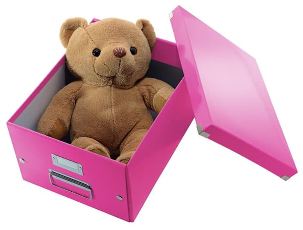 Leitz WOW Click & Store Medium papopbevaringsboks med låg til A4-formater - 28,1 x 20 x 37 cm (BxHxD) - Ideel til kontor og hjemmekontor / hjemmearbej