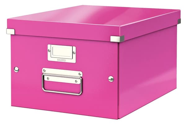 Leitz WOW Click & Store Medium papopbevaringsboks med låg til A4-formater - 28,1 x 20 x 37 cm (BxHxD) - Ideel til kontor og hjemmekontor / hjemmearbej