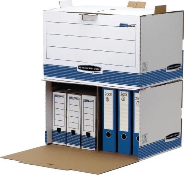 Fellowes arkivæsker hvid blå 55,7 x 38,9 x 33,5 cm 5 stk.