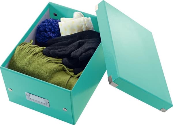 Leitz WOW Click & Store Lille opbevaringsboks med låg - 22 x 28,2 cm (BxD) - til A5-formater - Isblå
