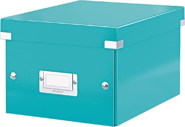 Leitz WOW Click & Store Lille opbevaringsboks med låg - 22 x 28,2 cm (BxD) - til A5-formater - Isblå