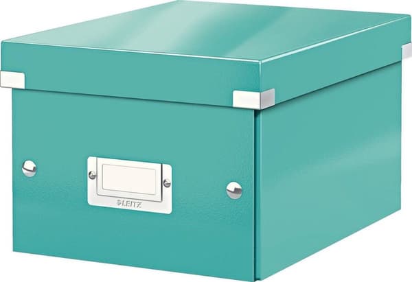 Leitz WOW Click & Store Lille opbevaringsboks med låg - 22 x 28,2 cm (BxD) - til A5-formater - Isblå