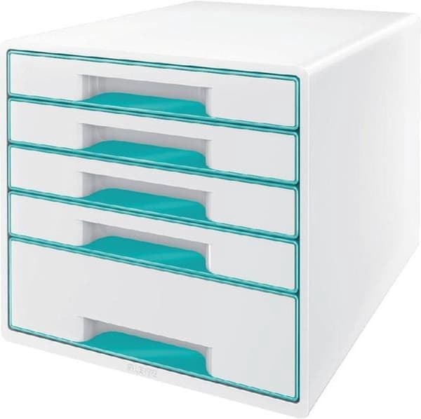 Leitz WOW Cube Lådenhet med 5 lådor - Förvaring med fack - För kontor och hemarbete - Perfekt för hemmakontor - Jjsblauw