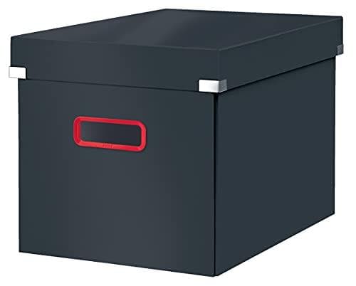 Leitz Click & Store stor opbevaringsboks Cube, foldbar opbevaringsboks med låg, stabilt premium karton, til transport og opbevaring af dokumenter, Cos