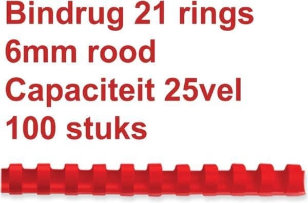 Bindrug gbc 6 mm 21-rengas a4 punainen