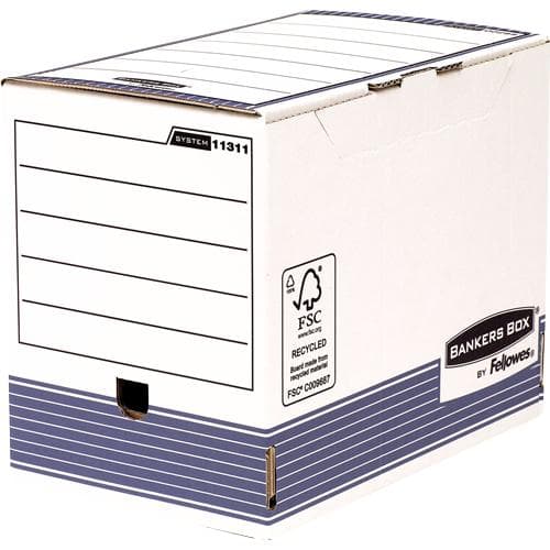 Fellowes BANKERS BOX SYSTEM arkivboks, blå (B)200mm lavet af 100% genbrugspap, FastFold i sekunder - 1 stk (1131102)