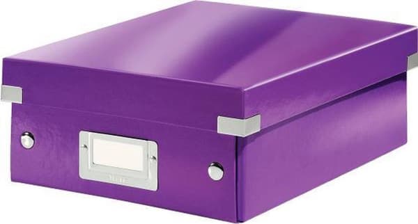 Leitz WOW Click & Store Liten kartongförvaringslåda med lock - platsbesparande sorteringslåda med fack - 22 x 10 x 28,2 Cm (BxHxD) - Idealisk för kont