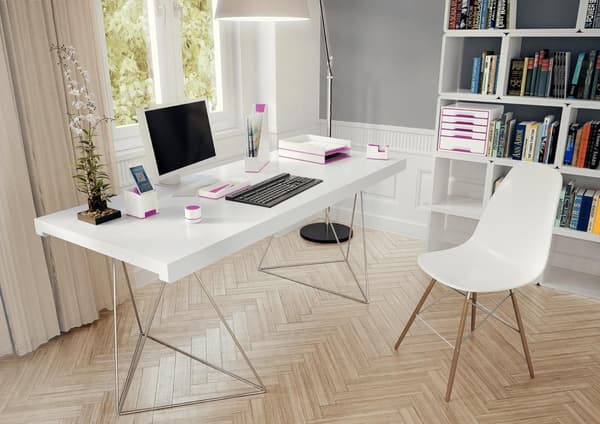 Leitz WOW Cube -laatikosto 5 laatikolla - Säilytysosastoilla - Toimisto- ja kotitöihin - Ihanteellinen kotitoimistoon - Valkoinen/vaaleanpunainen