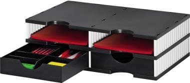 styro sorteringsstation styrodoc duo, 4 rum, sort/hvid sorteringsstation med 2 åbne rum og 2 skuffer, - 1 stk (268-0202.0995S)