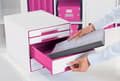 Miniatyrbillede 3 af 4: Leitz WOW Cube piedestal med 4 skuffer - Opbevaring med rum - Til kontor og hjemmearbejde - Ideel til hjemmekontor - Hvid/Pink
