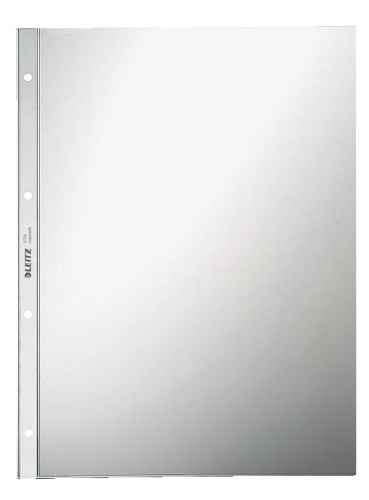 LEITZ broschyrfodral Super Premium, A4, PVC, kristallklar, 0,08 mm hårdfilm, öppen upptill, dokumentsäker, perforering: 80-80-80 mm (4734-00-00)