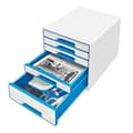 Miniatyrbillede 2 af 6: Leitz CUBE Skuffeboks med 5 skuffer, Hvid/Blå, A4, Inkl. Gennemsigtig skuffeindsats, WOW, 52142036