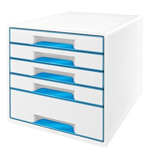Leitz CUBE vetolaatikko 5 laatikolla, valkoinen/sininen, A4, sis. Läpinäkyvä laatikon sisäosa, WOW, 52142036