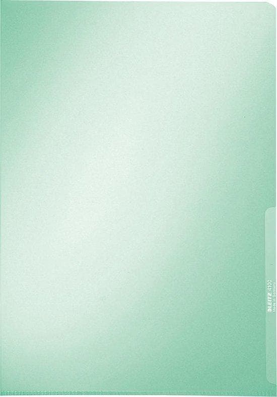 LEITZ Premium-fodral, A4, PVC, grön, 0,15 mm öppen upptill och på sidorna, dokumentsäker, styv film (4100-00-55)