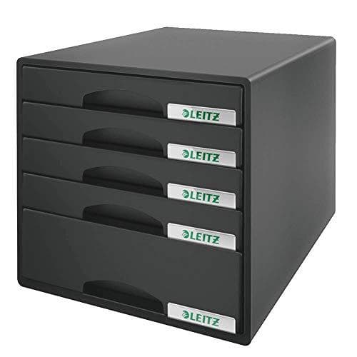 Leitz Plus skab med 5 skuffer - Sort