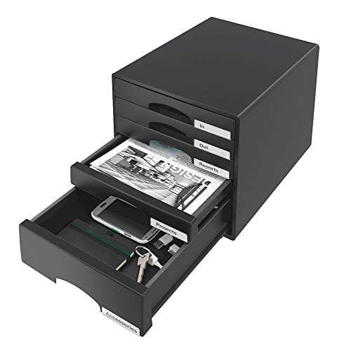 Leitz Plus skab med 5 skuffer - Sort