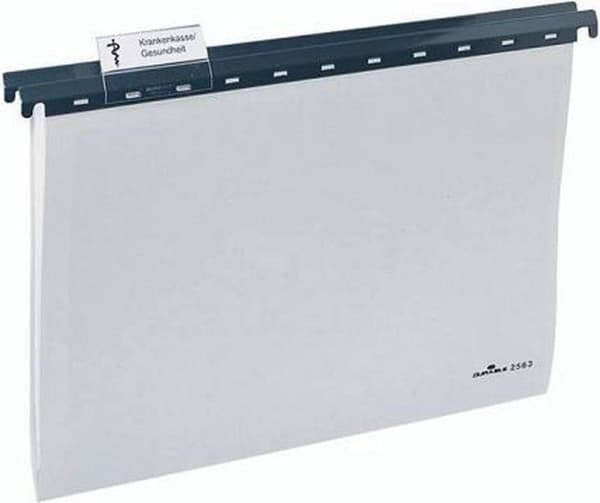 Holdbare hængemapper A4, lateral, grå, med ryttere 60 mm, æske/25 stk.