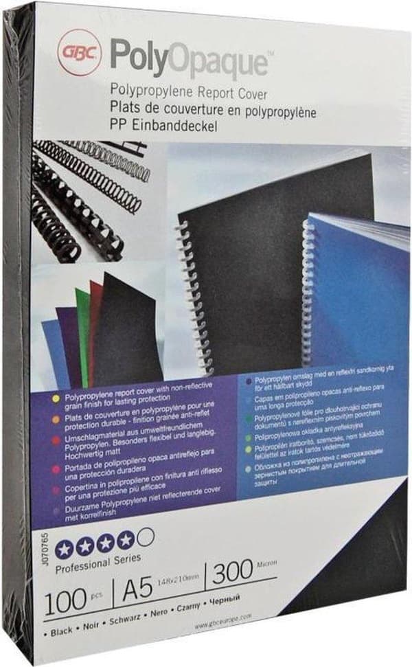 GBC Cover A4 Polyopaque 300Mic Tummanpunainen (100)
