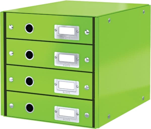 Leitz WOW Click & Store pahvi lipasto, jossa 4 laatikkoa A4-formaateille - 28,6 x 28,2 x 35,8