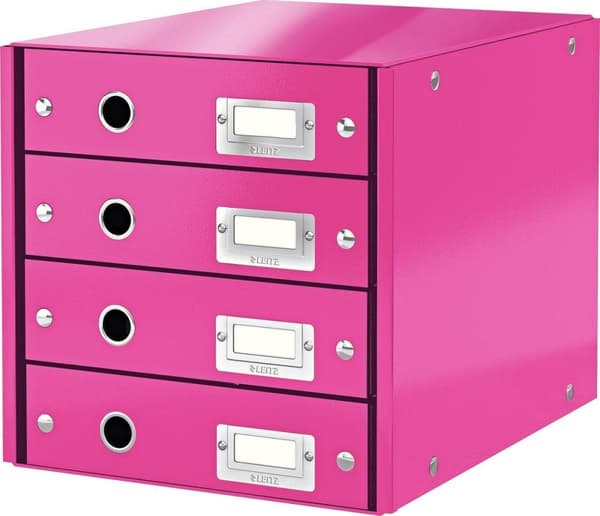 Leitz WOW Click & Store pahvi lipasto, jossa 4 laatikkoa A4-formaateille - 28,6 x 28,2 x 35,8