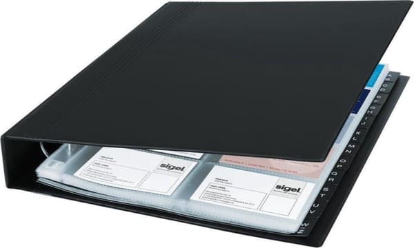 visitkortmappe Sigel A4 sort til 400 visitkort op til 90x58mm SI-VZ301