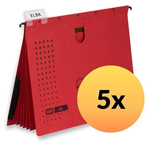 ELBA organisationsmappe chic ULTIMATE, DIN A4, rød hængemappe med 5 kommercielle hæfteklammer på 5 - 5 stykker (100333013)