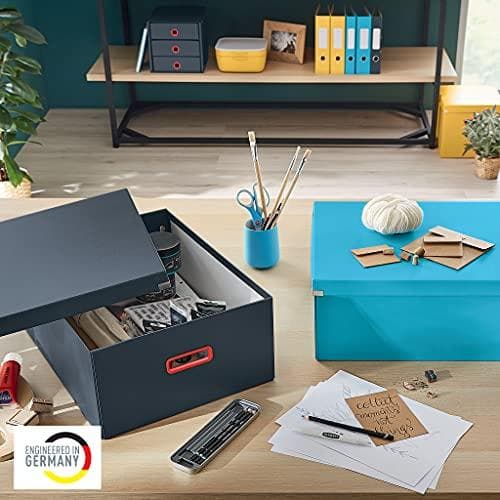 Leitz Click & Store Stor förvaringslåda Vikbar A3-arkivkartong med lock Robust premiumkartongbehållare för arkivering av dokument Hem/kontor Cozy Seri