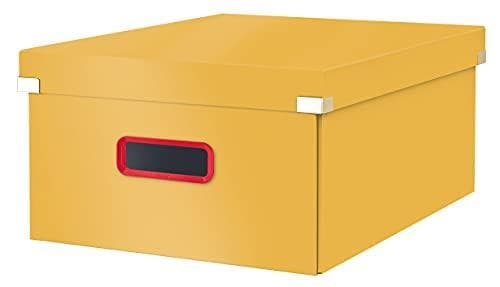 Leitz Click & Store Stor opbevaringsboks, foldbar A3 arkivboks med låg, robust premium papspand til arkivering af dokumenter, Hjem/kontor, Hyggelig se
