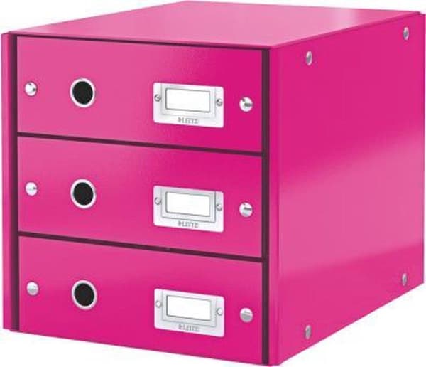 Leitz WOW Click & Store Pap kommode med 3 skuffer til A4-formater - 28,6 x 28,2 x 35,8 cm (BxHxD) - Ideel til kontor og hjemmekontor / hjemmearbejdspl