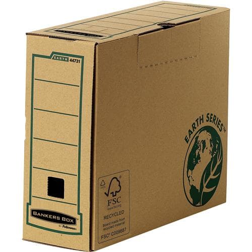 Fellowes BANKERS BOX EARTH arkivæske, brun (B)100mm lavet af 100% genbrugspap, med lukbar klap, - 1 stk (4473102)