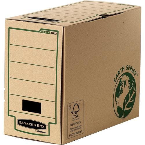 Fellowes BANKERS BOX EARTH arkistolaatikko, ruskea (B)150mm 100% kierrätetystä pahvista, suljettava läppä, - 1 kpl (4473202)