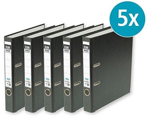 ELBA-kansio rado brilliant, 50 mm, musta, pakkaus 5 kpl, selän leveys: 50 mm, DIN A4, kansi ulkoa/sisältä - 1 kpl (100022850)