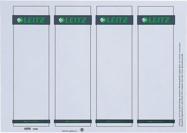 Leitz PC-utskrivbara ryggetiketter för plastfiler - 100 stycken - breda och korta - grå