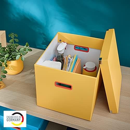 Leitz Click & Store iso säilytyslaatikko Cube, taitettava säilytyslaatikko kannella, tukeva premium-pahvi, asiakirjojen kuljetukseen ja säilytykseen,