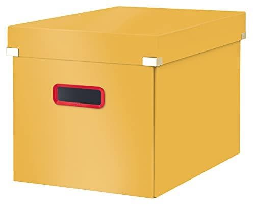 Leitz Click & Store stor förvaringslåda Cube, vikbar förvaringslåda med lock, robust premiumkartong, för transport och förvaring av dokument, mysig se