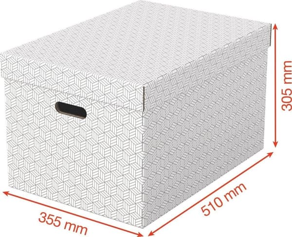 Esselte Home Kestävä suuri säilytyslaatikko kannella - 3 kappaleen sarja - 100% kierrätettyä pahvia ja 100% kierrätettävää - valkoinen