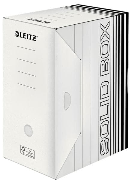 LEITZ Solid arkivboks, hvid/sort (B)150 mm 100% bølgepap, dobbelt bund & vægge, - 10 stk (6129-00-01)