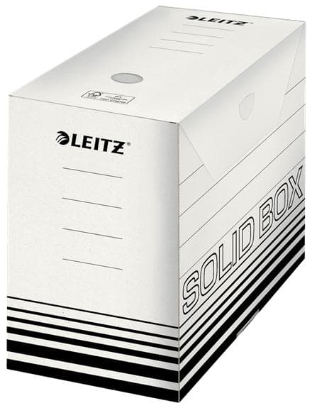 LEITZ Solid arkivboks, hvid/sort (B)150 mm 100% bølgepap, dobbelt bund & vægge, - 10 stk (6129-00-01)