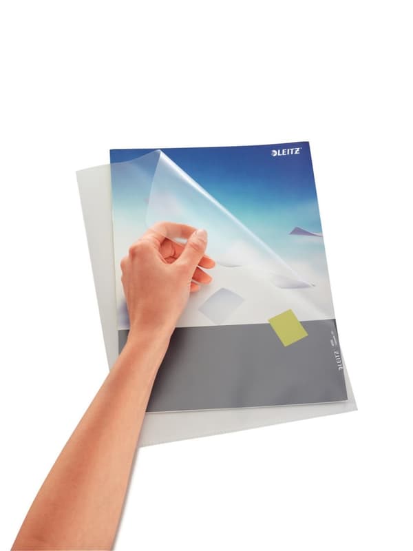 LEITZ standard ærme, A4, PP, kornet, grøn, 0,13 mm åben i top og sider, dokumentsikker, med tommelfinger- (4000-00-55)