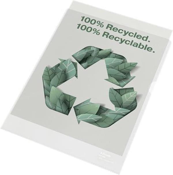 Esselte 100 % återvunnen PP View Folders a4 - Insättningshylsor - 100 stycken - Transparent - För att arbeta hemifrån - Idealisk för hemmakontoret