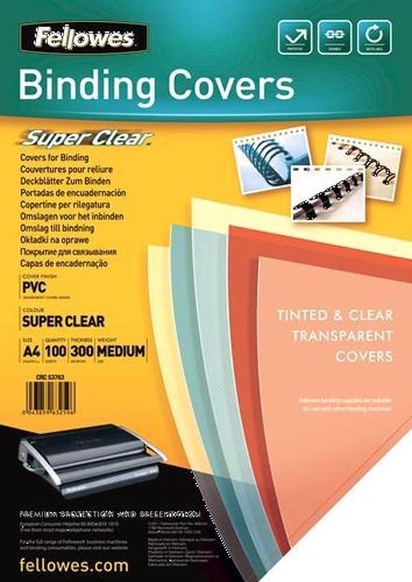 Fellowes slutpapper A4 transparent 300 mikron