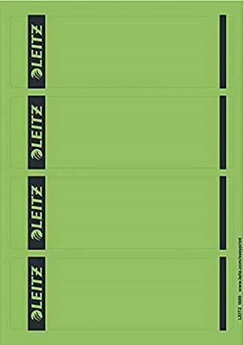 Leitz PC-ryggetiketter, självhäftande, för standard- och hårda kartongmappar, förpackning om 100, kort och brett format, 62 x 192 mm, papper, grönt, 1