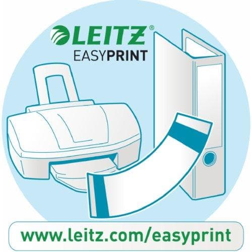 Leitz PC:lle kirjoitettavat selkätarrat, itsekiinnittyvä tavallisiin ja koviin pahvikansioihin, 100 kpl pakkaus, lyhyt ja leveä muoto, 62 x 192 mm, pa