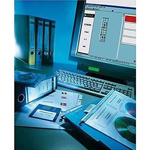 Leitz PC-skrivbara ryggetiketter, självhäftande för standard- och hårdpappmappar, 100-pack, kort- och bredformat, 62 x 192 mm, papper, blå, 16852035